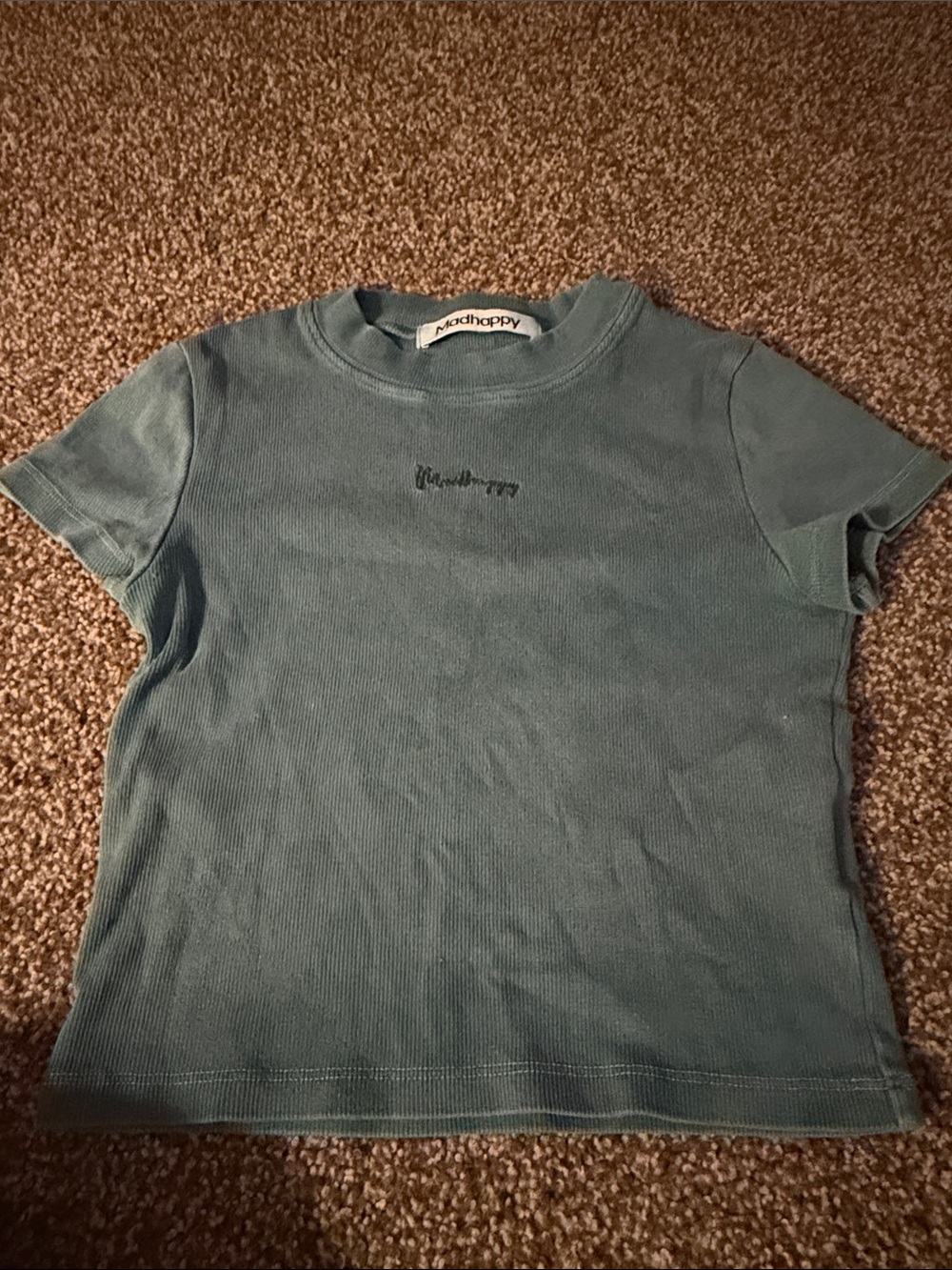 Madhappy  Short Sleeve Ribbed Tee in Teal Green